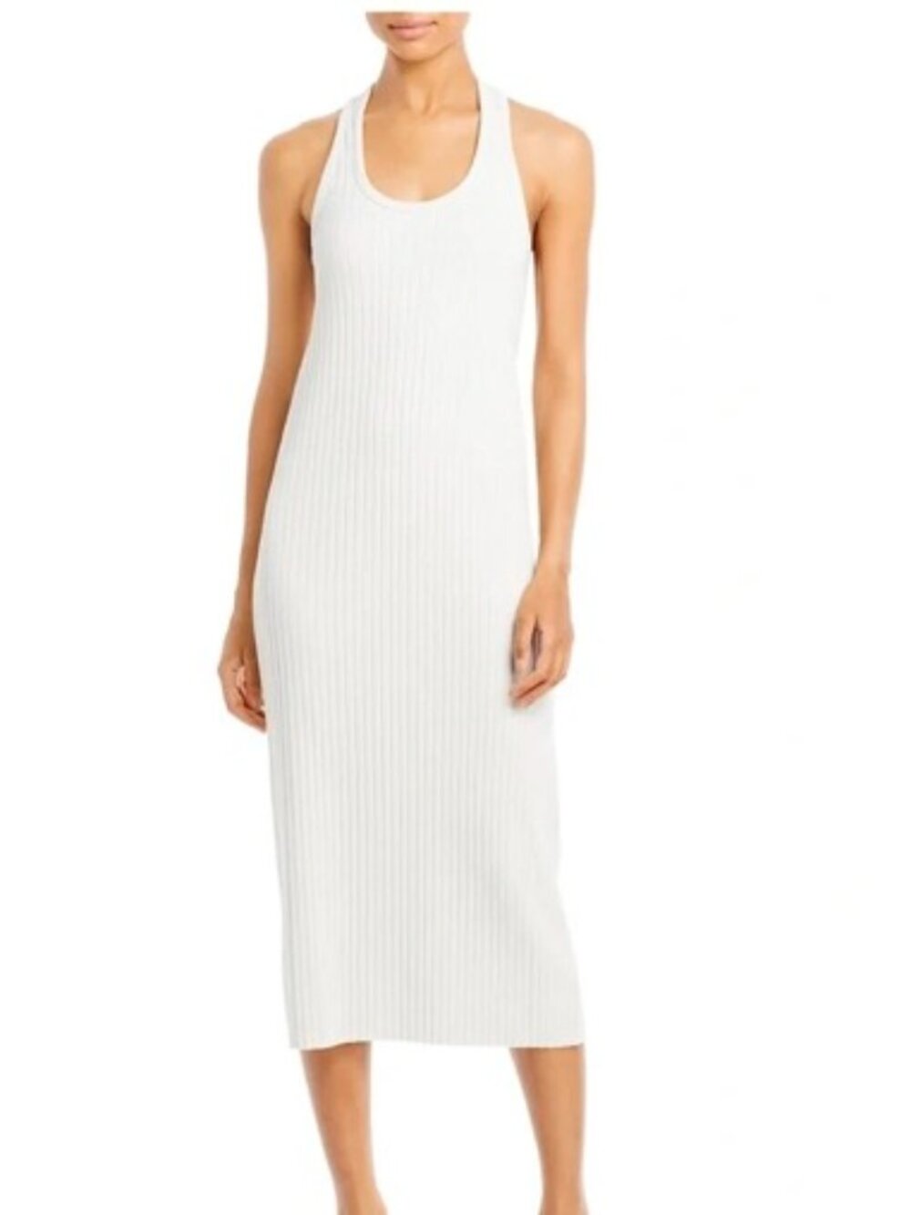 Vince Women's Ribbed Racer Back‎ Sleeveless Tank Cotton Stretch Midi Dress